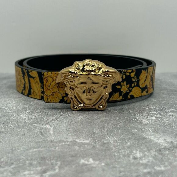 NWT Versace Teens La Medusa Hibiscus Print Reversible Belt Size L With Box main image 12